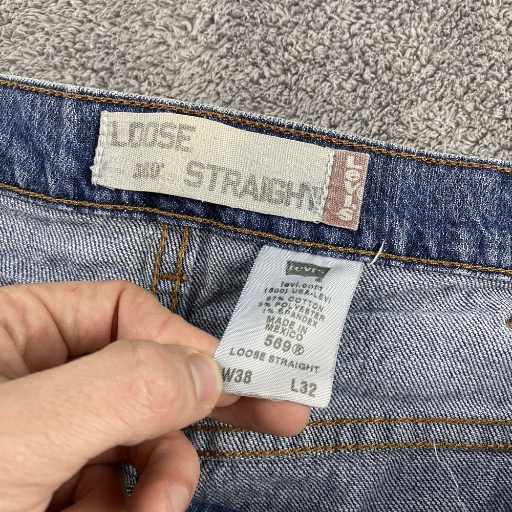 Levis 569 Loose Straight Jeans Mens 38x29 Blue Mid Rise Medium Wash - Picture 10 of 16